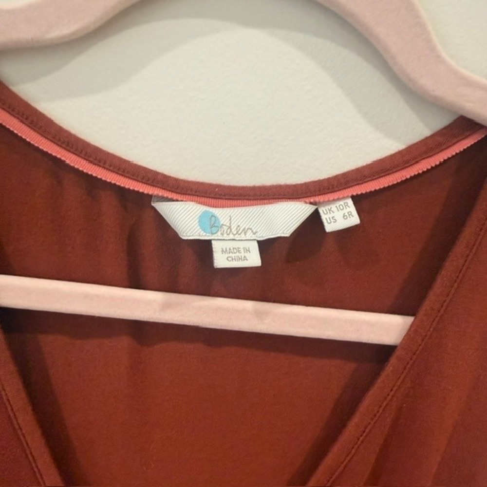 Boden Elina Jersey Ruched Midi Dress Rust Terracotta Empire Waist | Size US 6 - Picture 6 of 16